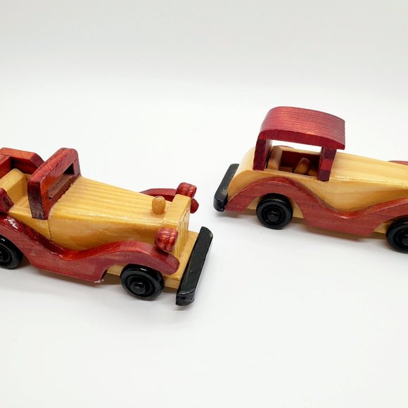 Vintage Small Wooden Cars Handmade Crafted Wood Collectible - Picture 2 of 8